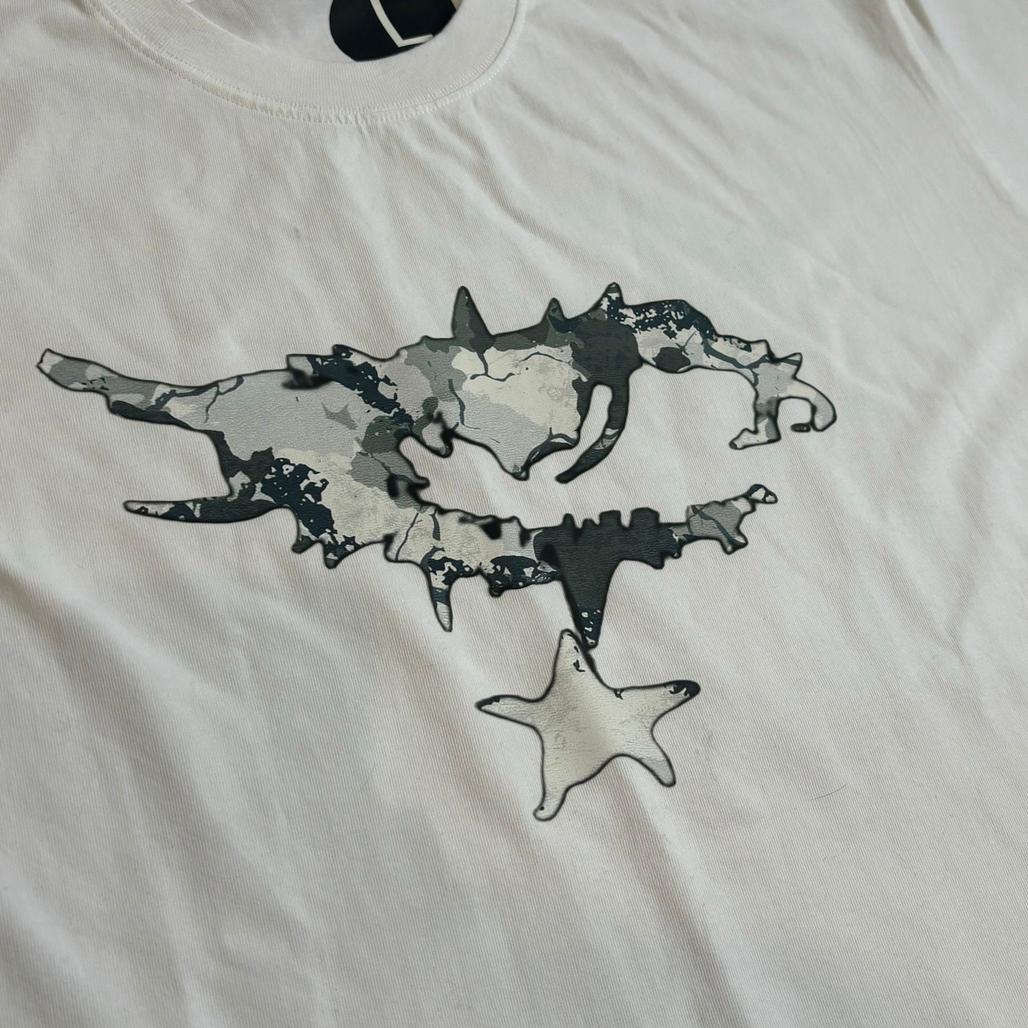 blue camo white tee