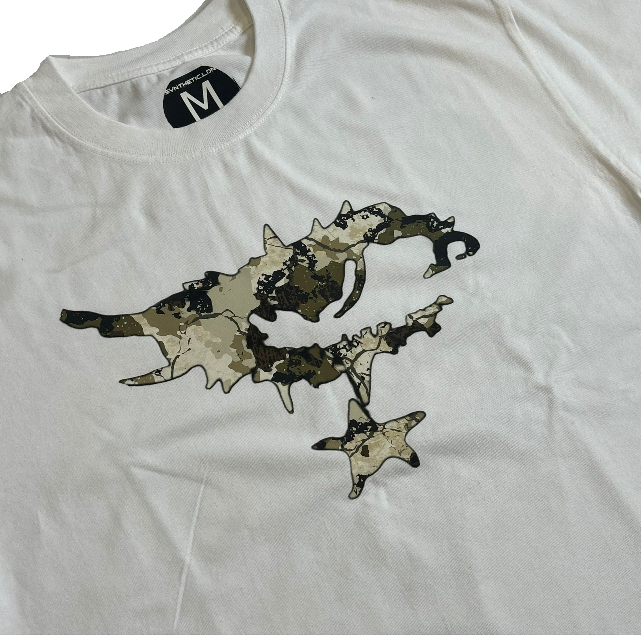 army camo white tee